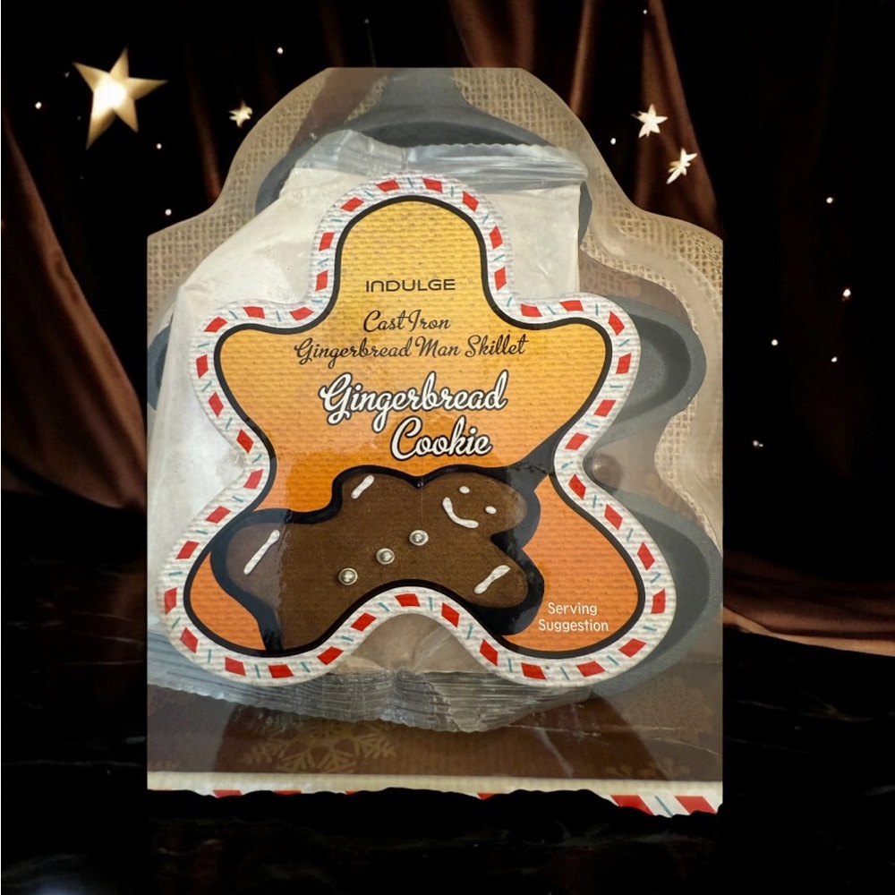 Indulge Cast Iron Gingerbread Man Cookie Mold Skillet NEW in Package 2013 - Picture 2 of 4